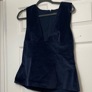 Zara Deep Blue Sleeveless Blouse velvet X-Large